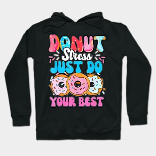 Groovy Donut Stress Best Test Day Teachers Kids Hoodie